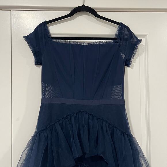 NWT Betsy & Adam Women's Formal Gown Corset Top Tulle Skirt Dark Navy Size 10 - Picture 2 of 12